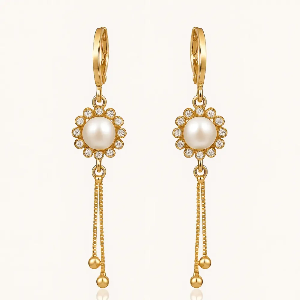 Aira Pearl Drop Earrings - Gold