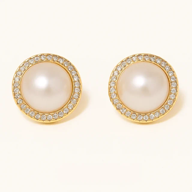 Aira Pearl Stud Earrings – Gold