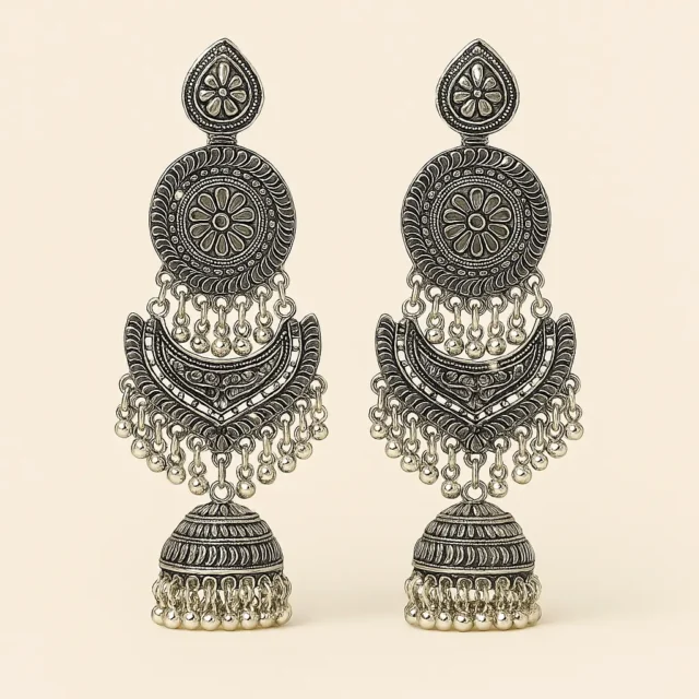 Chandrika Grand Oxidised Earrings