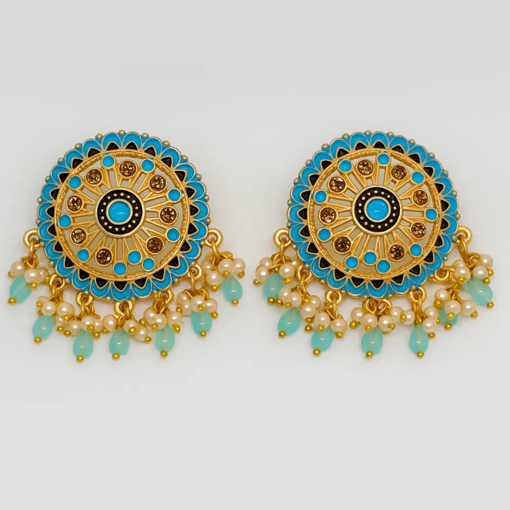 Heer Meenakari Chandbalis - Blue