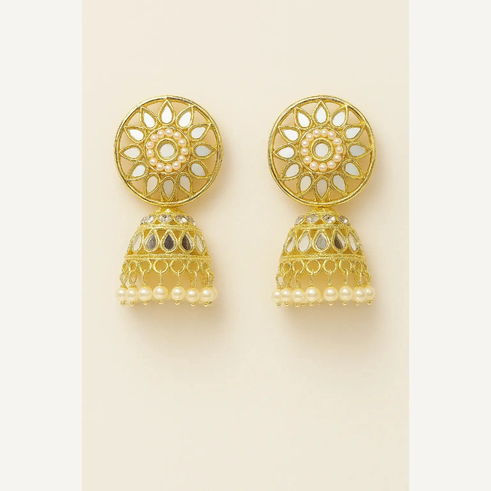 Kavya Mirror & AD Pearl Jhumkas