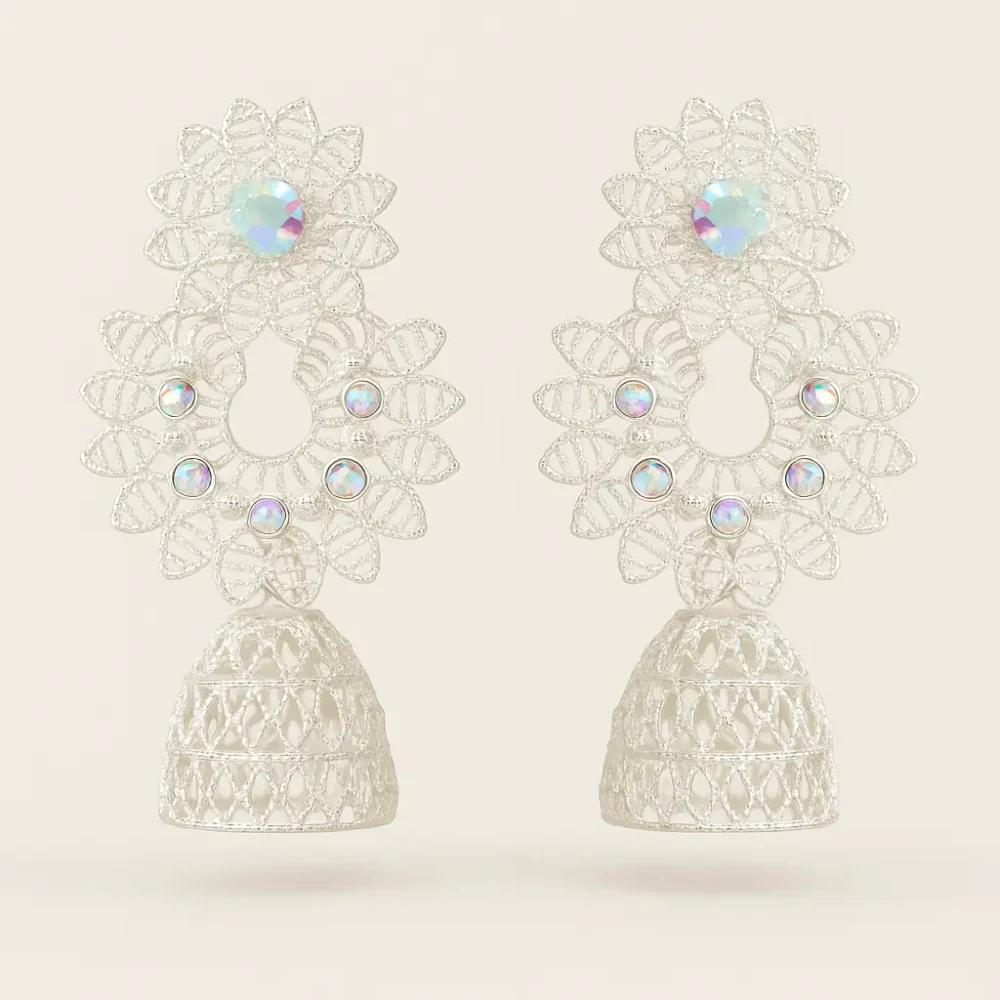 Pari White Jhumki Drops