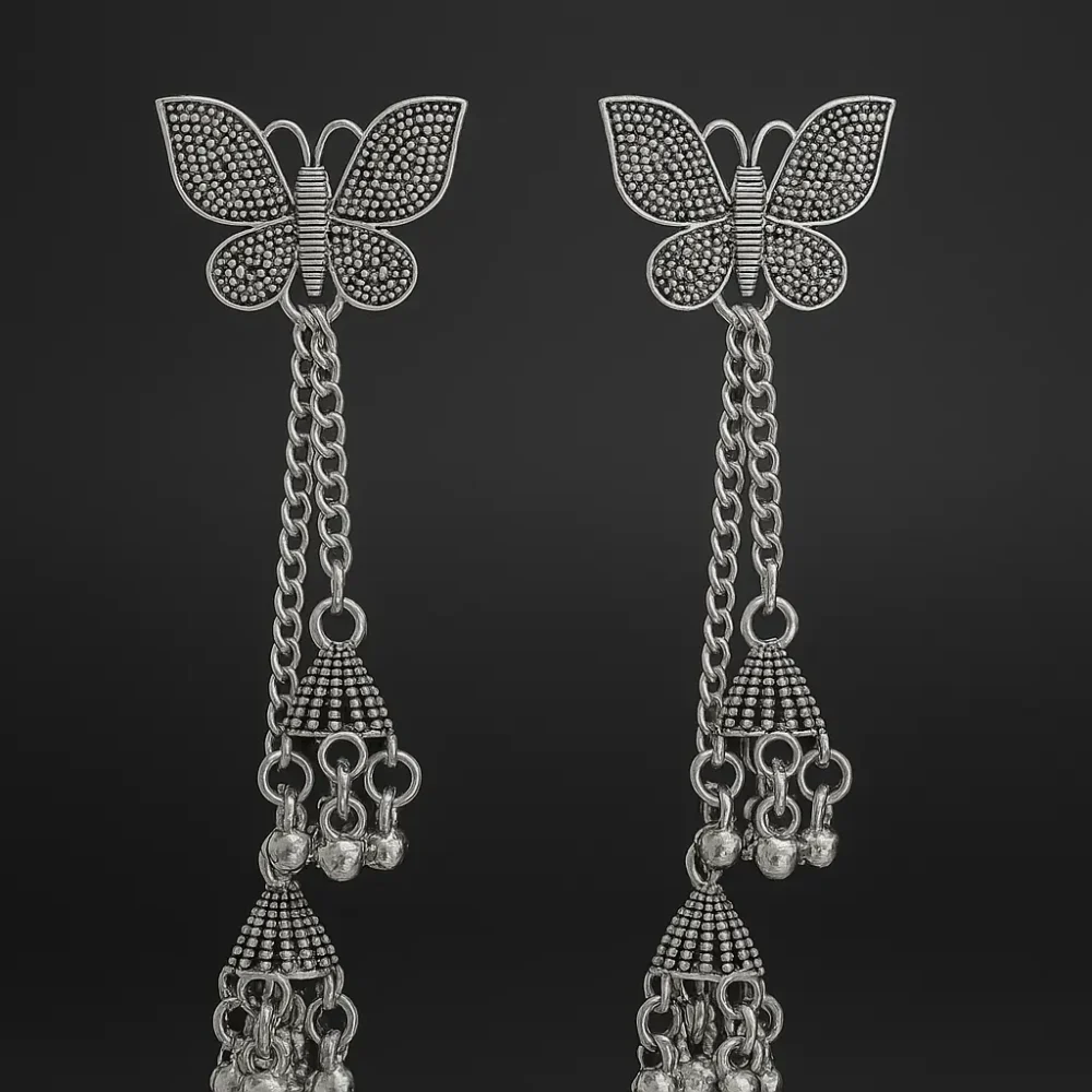 Rimika Butterfly Oxidised Danglers