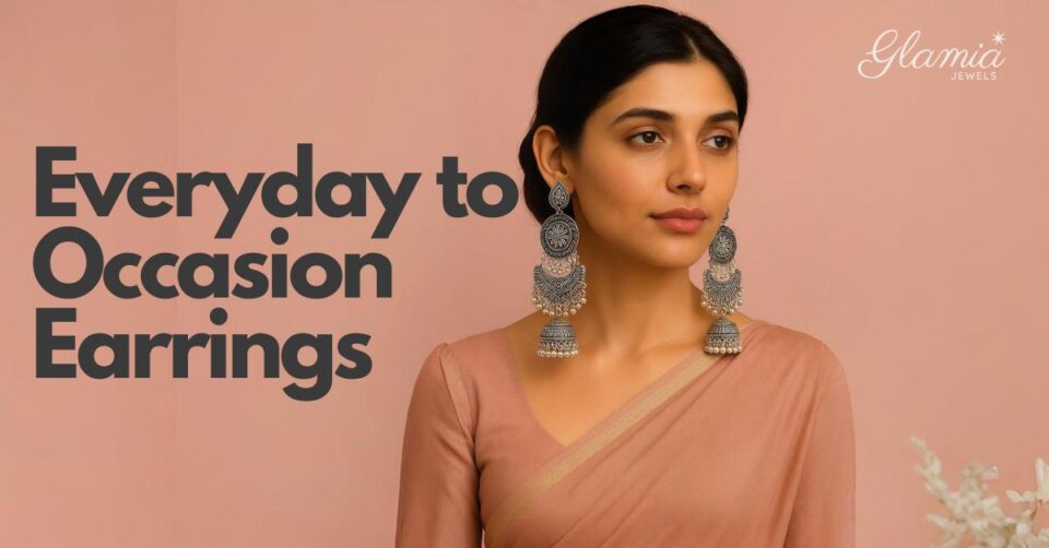 Chandrika Grand Oxidised Everyday-to-Occasion Earrings.