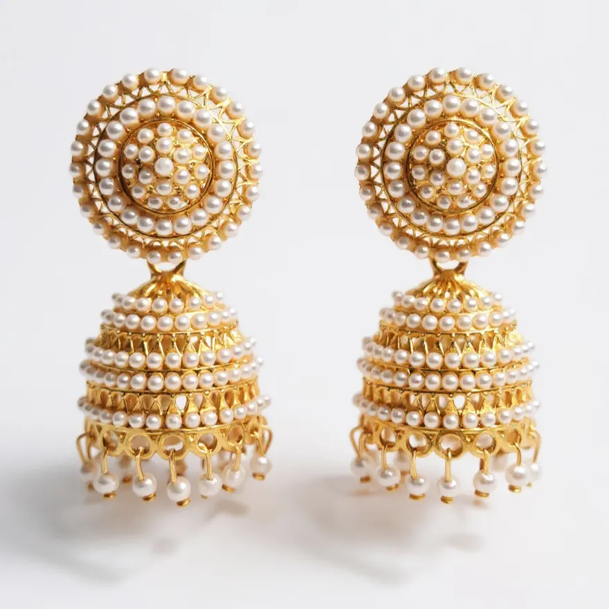 Rani Grand Pearl Jhumkas